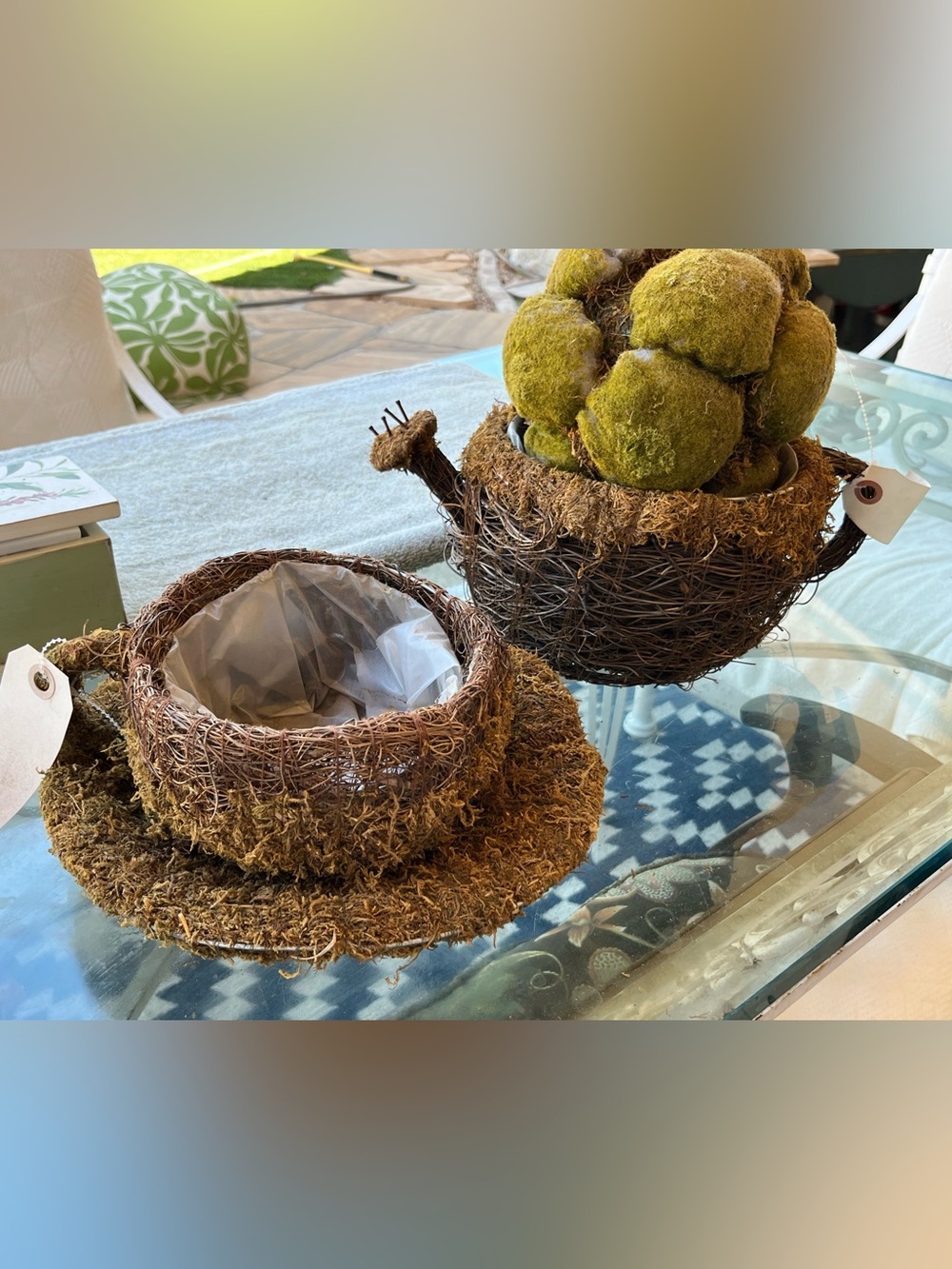 Rustic Moss & Twig, Tea Pot & Tea Cup Set in Brown and Green